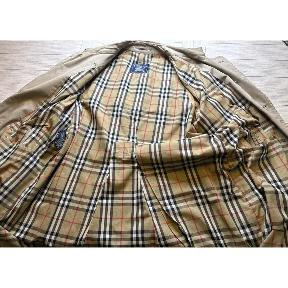 VTG BURBERRYS Double Breasted‎ Belted Trench Coat NOVA CHECK Liner 54 R England - Picture 5 of 13